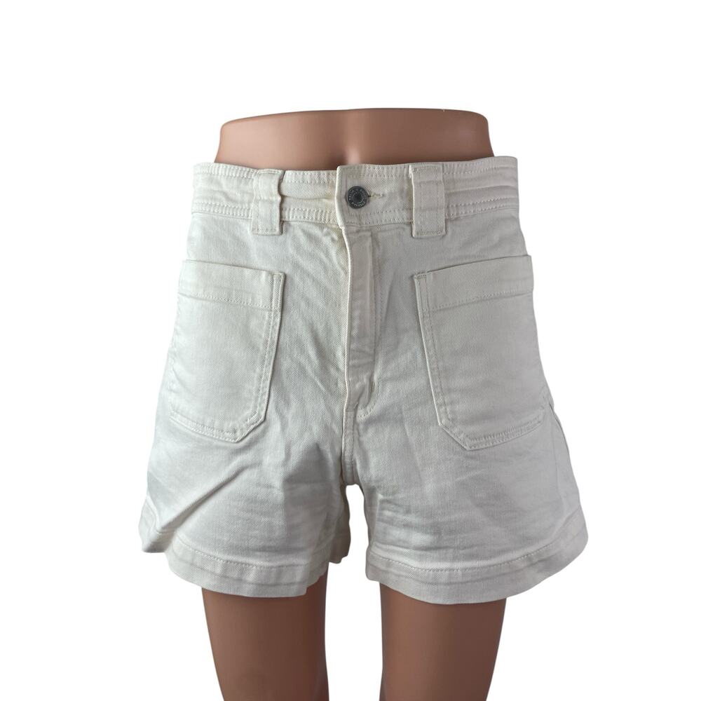 & Other Stories Women's High Rise Wide Leg Bermuda Boyfriend Mom Denim Shorts 6